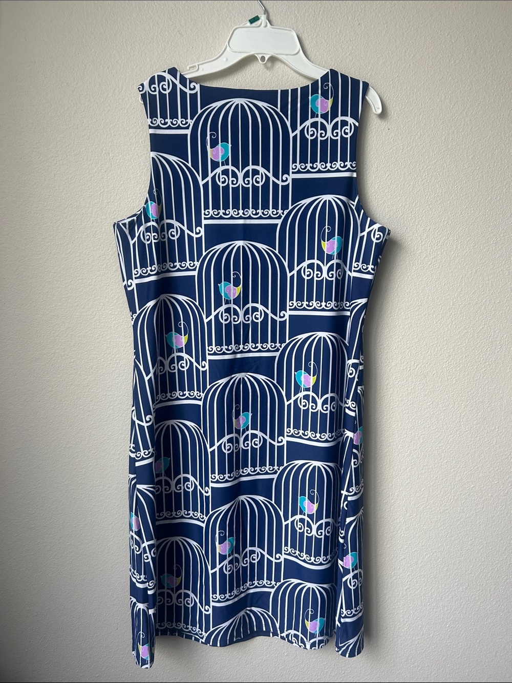 Jude Connally Navy Birdcage Print Sleeveless Shift Dress - Picture 4 of 4